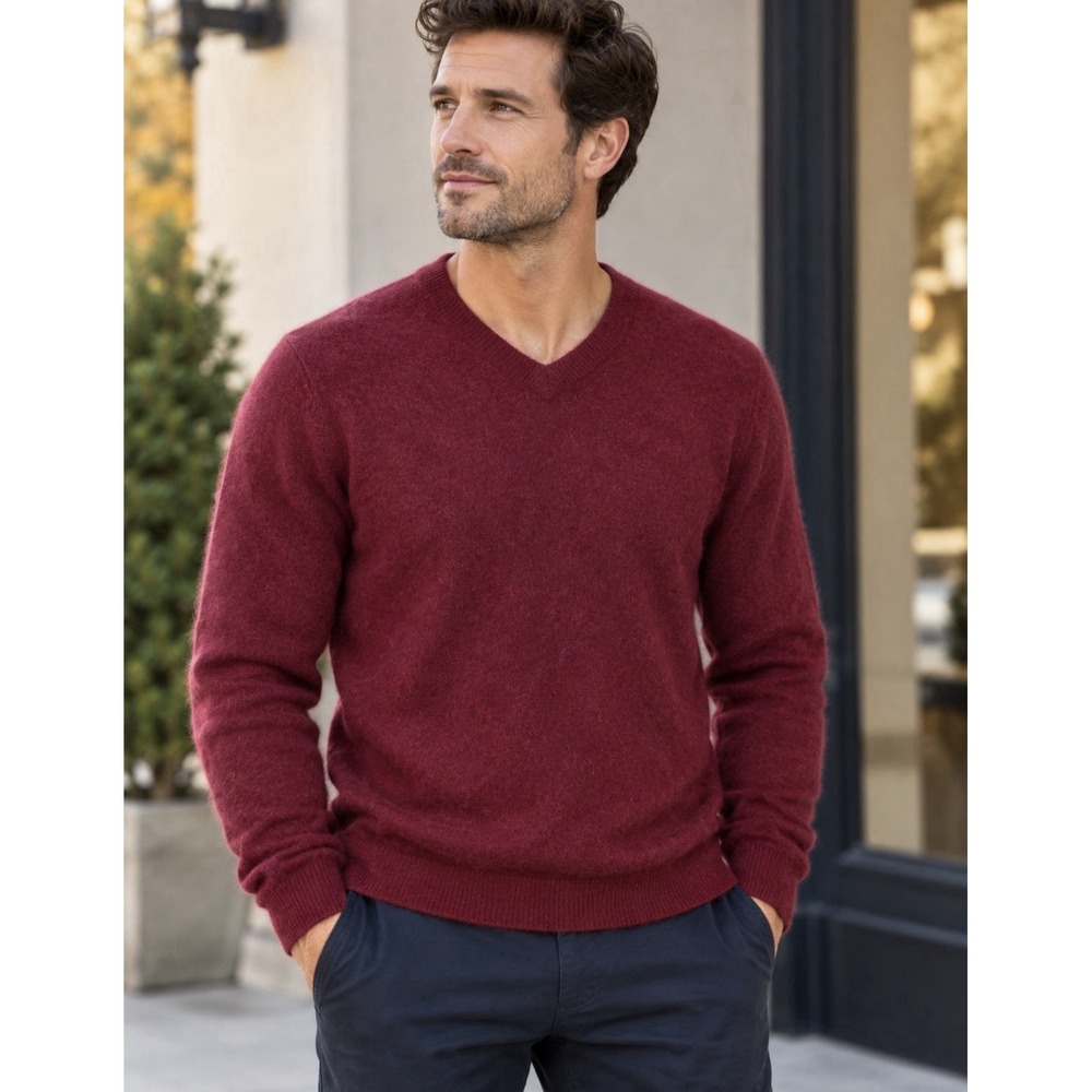Cashmere Club Room Luxury Sweater Mens Size XS Burgundy Soft Classic Read